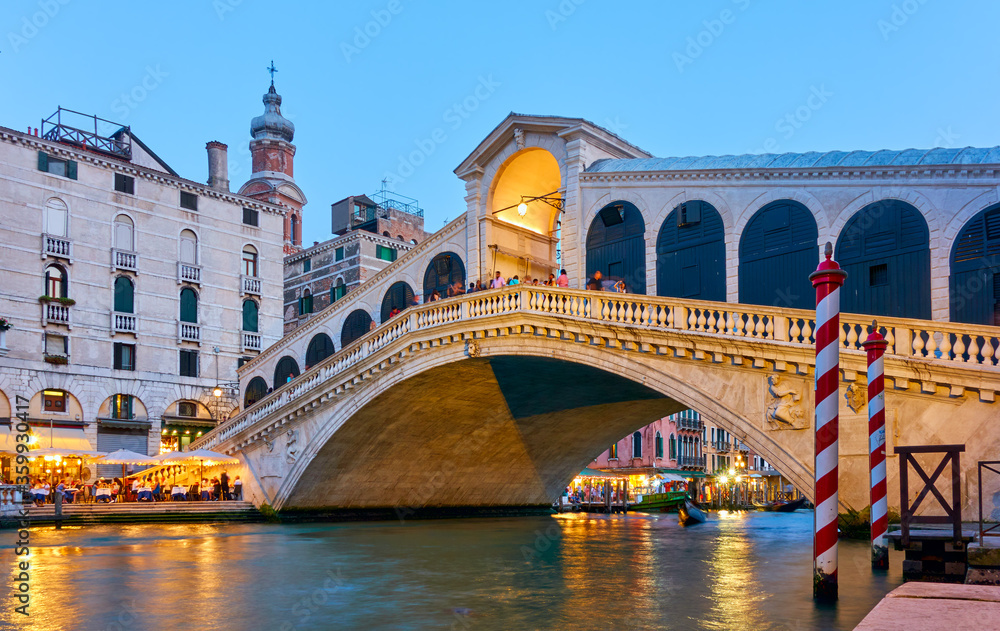 Rialto Bridge and Grand canal in Venice