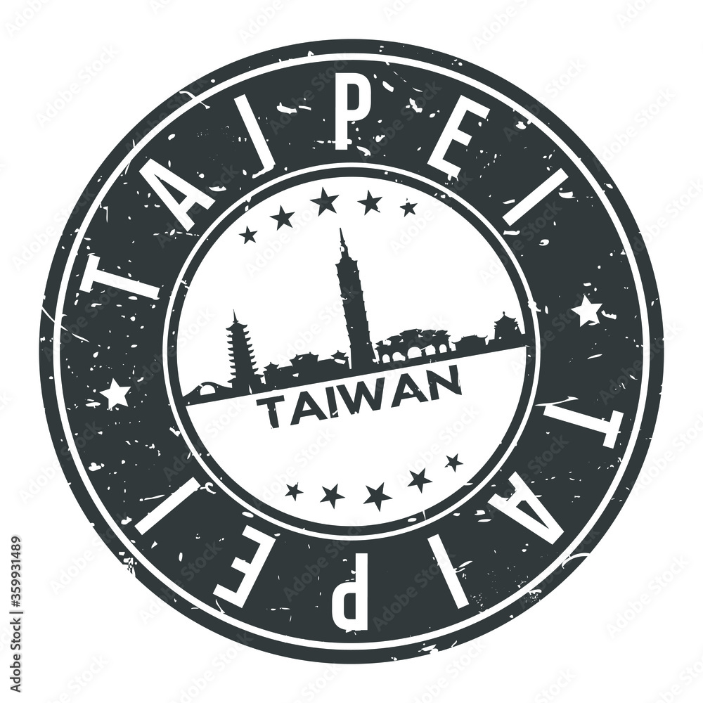 Taipei Taiwan Asia Stamp Logo Icon Symbol Design Skyline City. Taipei Taiwan Asia Stamp Logo Icon Symbol Design Skyline City.