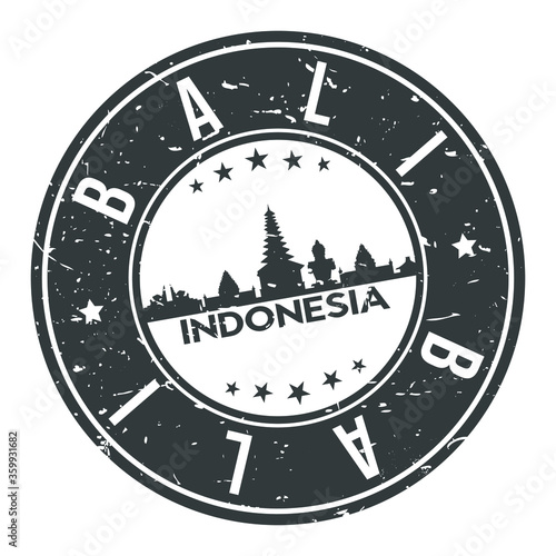 Bali Indonesia Asia Stamp Logo Icon Symbol Design Skyline City.