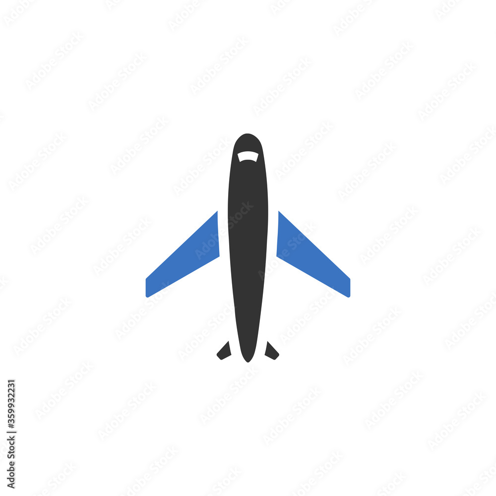 Airplane flat icon isolated on white background.