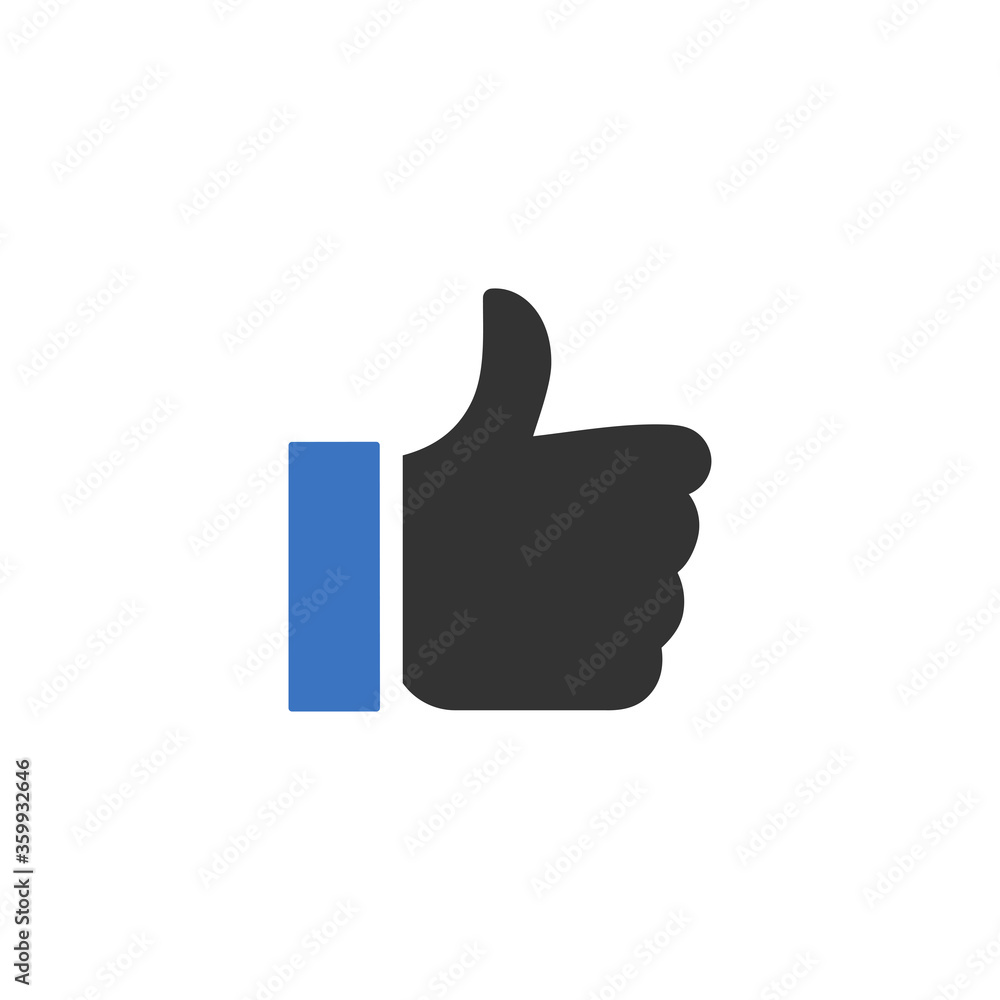 Like or Thumbs Up flat icon isolated on white background. Like or Thumbs Up flat icon isolated on white background.