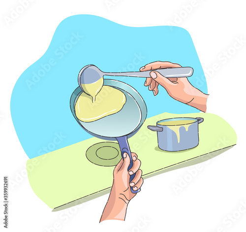 making crepes or pancake at home 