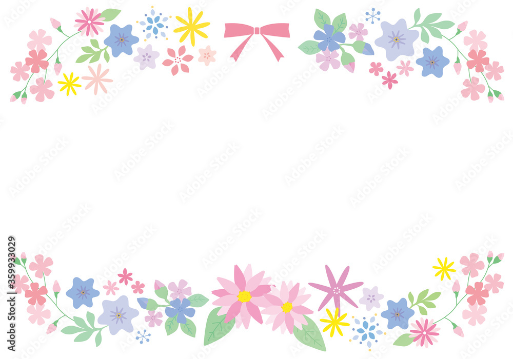 花の飾り罫 メッセージカード