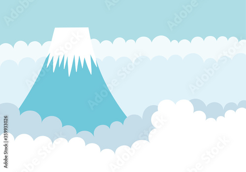 富士山と雲と空のイラスト
