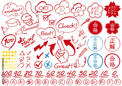 テストの採点アイコン　手書き