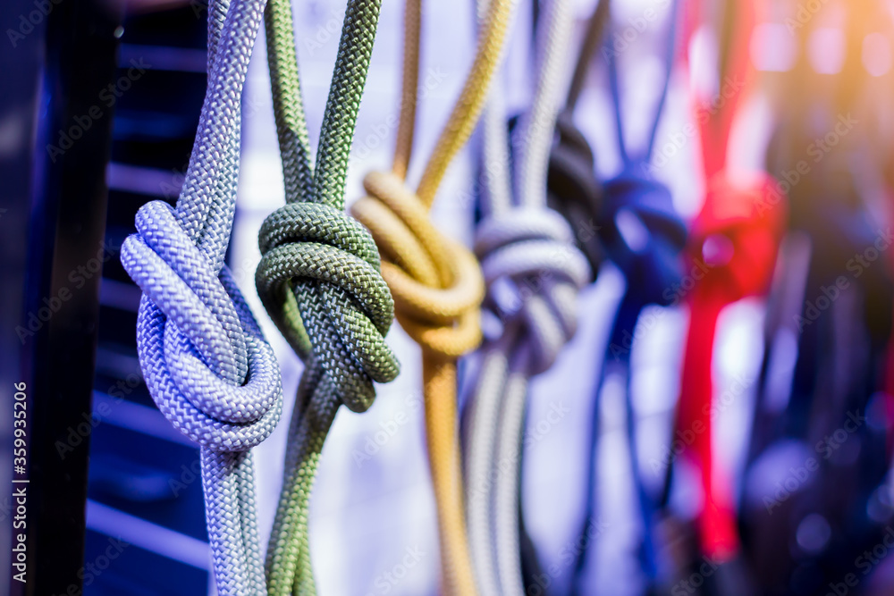 Static nylon cords. Camera strap rope is a polypropylene cord. bright colors.