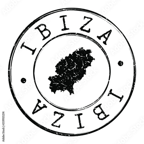 Ibiza Spain Map. Silhouette Postal Passport Stamp. Round Vector Icon Postmark.