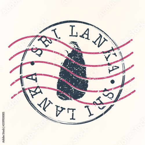 Sri Lanka Stamp Postal. Map Silhouette Seal. Passport Round Design. Vector Icon. Design Retro Travel.