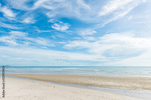 Summer seascape with blue sky background