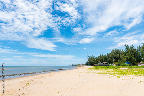 Summer seascape with blue sky background