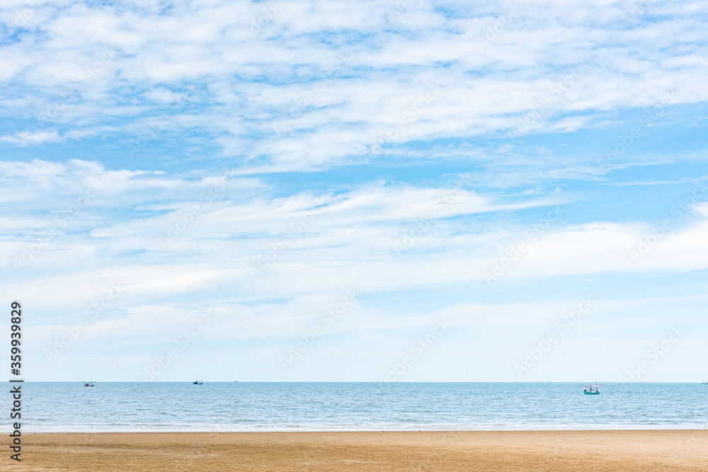 Summer seascape with blue sky background