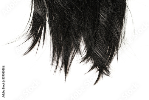Black hair tips isolated on white.