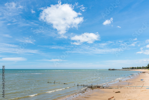 Summer seascape with blue sky background