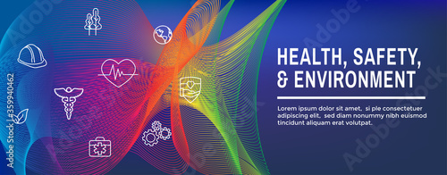 Health Safety and Environment Icon Set & Web Header Banner