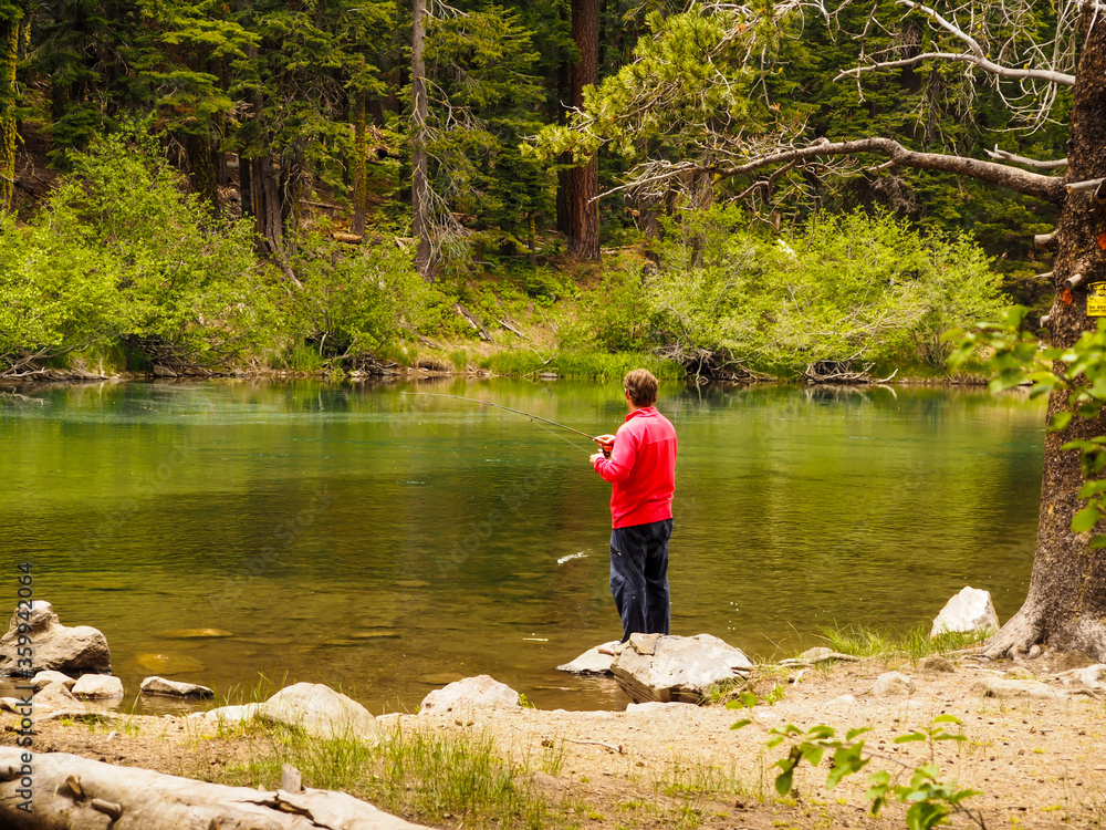 Man fishing in river Man fishing in river
