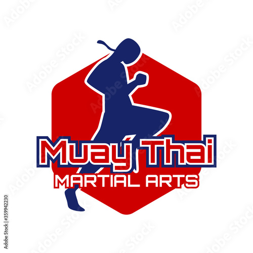 muay thai martial art isolated on white background. vector illustration	