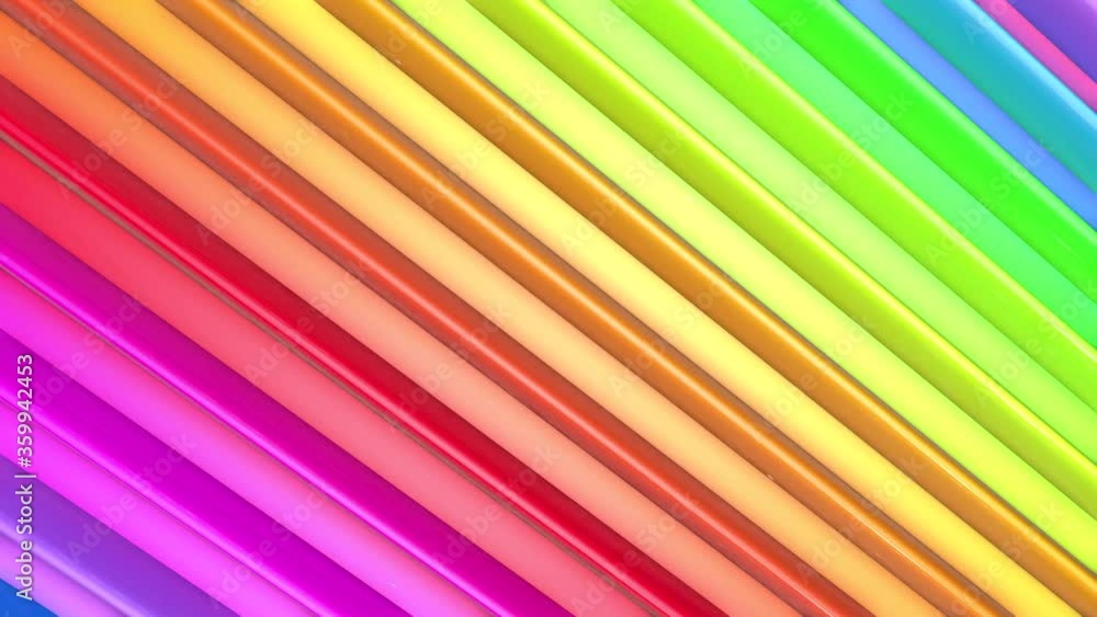 Rainbow multicolored stripes move cyclically in simple geometry cartoon creative style. Abstract 3d seamless bright background in 4k. Looped smooth animation. Line 7 Rainbow multicolored stripes move cyclically in simple geometry cartoon creative style. Abstract 3d seamless bright background in 4k. Looped smooth animation. Line 7