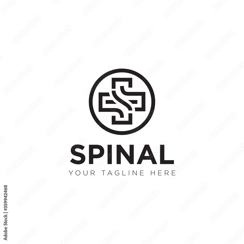 spinal logo, abstract cross health technology