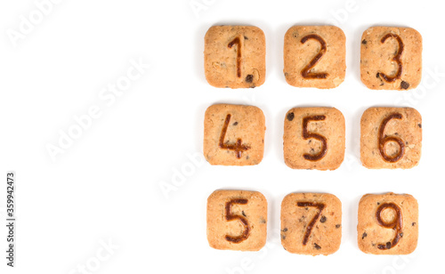 cookie numbers on a white background