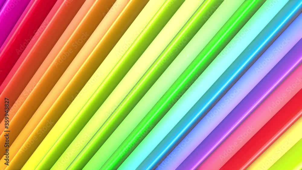 Rainbow multicolored stripes move cyclically in simple geometry cartoon creative style. Abstract 3d seamless bright background in 4k. Looped smooth animation. Line10 Rainbow multicolored stripes move cyclically in simple geometry cartoon creative style. Abstract 3d seamless bright background in 4k. Looped smooth animation. Line10