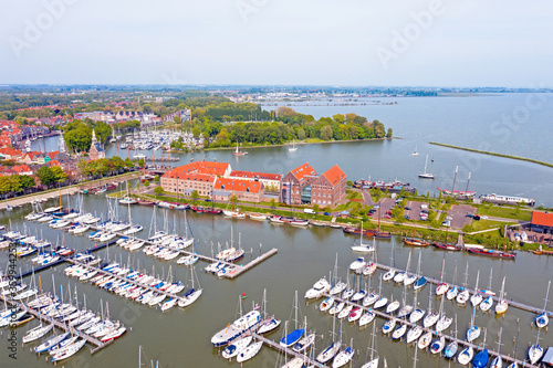 Aerial from the harbor and city Hoorn in the Netherlands © Nataraj