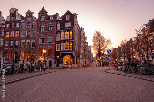 Photography City scenic from Amsterdam in the Netherlands at sunset