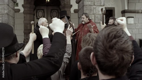 Angry Mob Yells At Group Of Four Men In Front Of Municipal Building