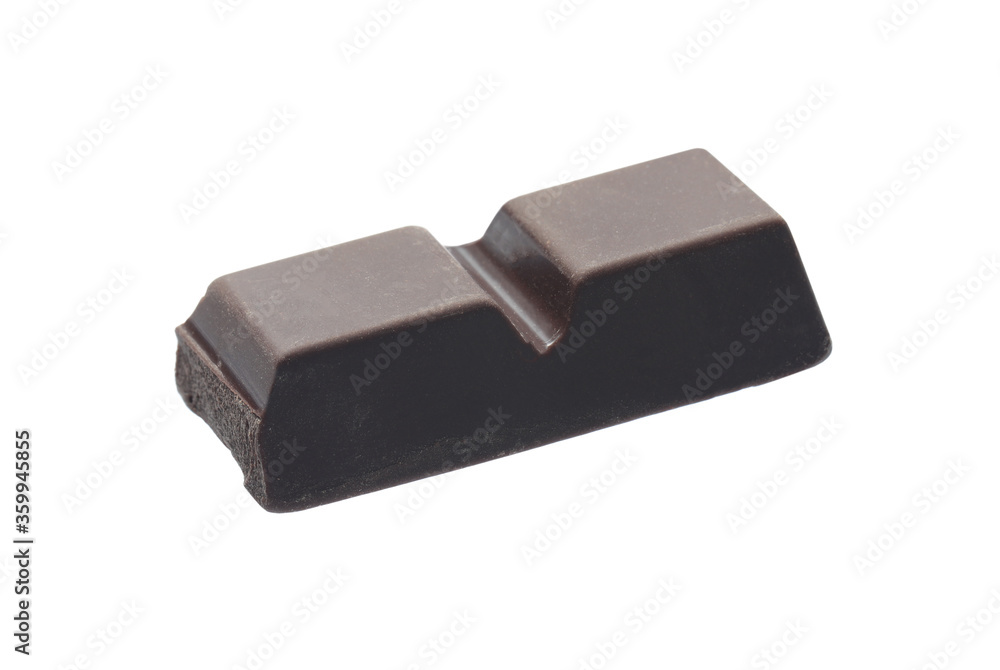 Piece of delicious dark chocolate isolated on white Piece of delicious dark chocolate isolated on white