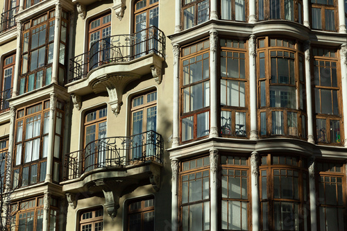 Typical balconies in Northern Spain, Valladolid, Spain