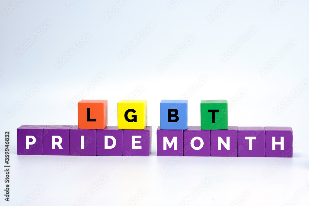 LGBT pride month on color cube, pastel rainbow and cubes colors isolated on white background, photo for graphic design, website, banner or poster on pride month, relax color concept LGBT pride month on color cube, pastel rainbow and cubes colors isolated on white background, photo for graphic design, website, banner or poster on pride month, relax color concept