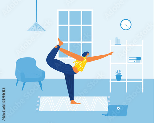 Home workout concept. Vector illustration. Stay home.