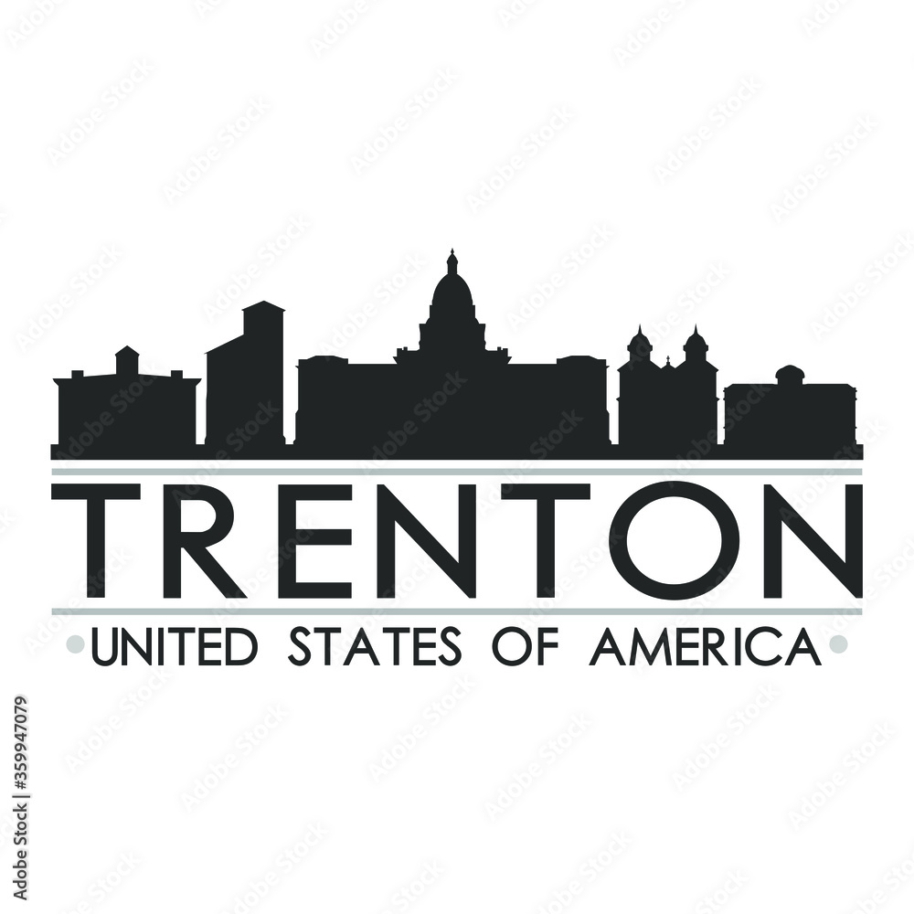 Trenton Skyline Silhouette Design City Vector Art Famous Buildings