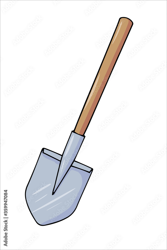 Garden tool kit, line shovel, vector illustration isolated on white background Garden tool kit, line shovel, vector illustration isolated on white background