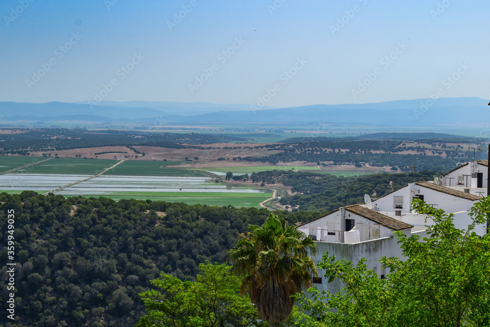 Views of La Janda Lagoon and fields of andalusian countryside in Vejer de la Frontera, Cadiz