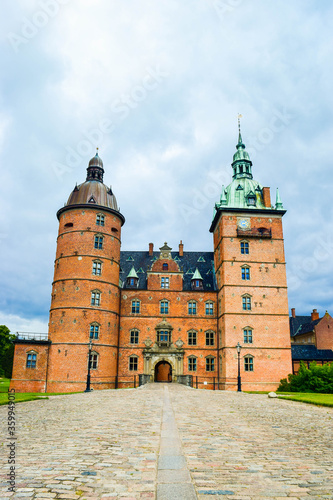 Vallo Castle located on the island of Zealand. In 18th century, the castle served as "House of Old Maidens of Noble Origin". Denmark.