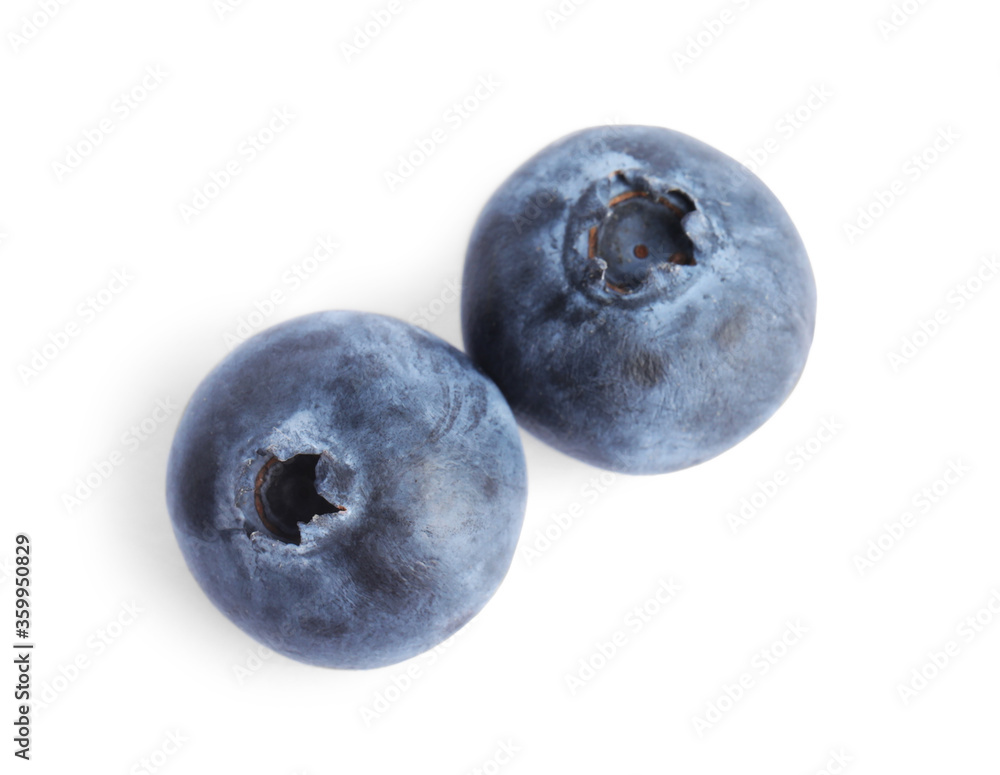 Fresh ripe blueberries on white background, top view Fresh ripe blueberries on white background, top view