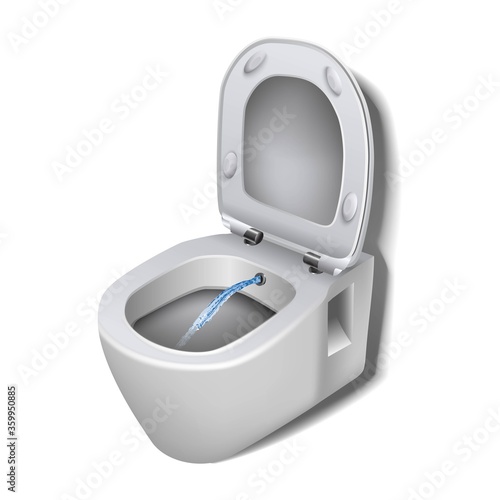 3d realistic vector bidet toilet, Isolated icon illustration on white background.