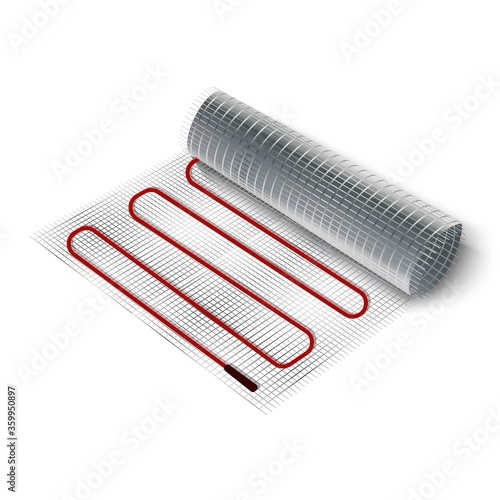 3d realistic vector icon illustration electric floor heating roll.