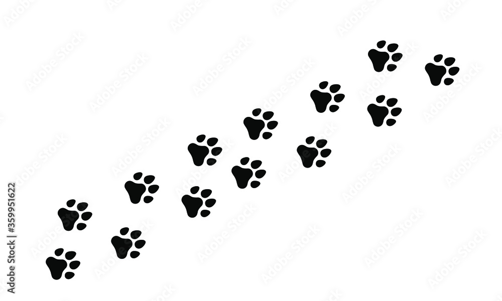 Track of cute puppy dog paw prints simple black vector silhouette Track of cute puppy dog paw prints simple black vector silhouette