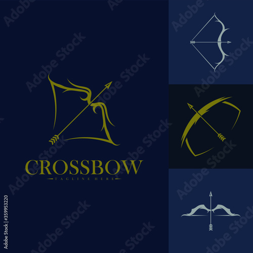 Set of crossbow logo vector design template, simple and creative design