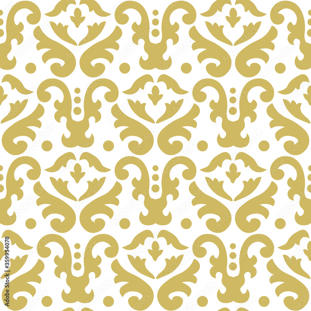 Seamless damask pattern, abstract seamless print, laser cutting pattern , screen print texture, vector  illustration in gold