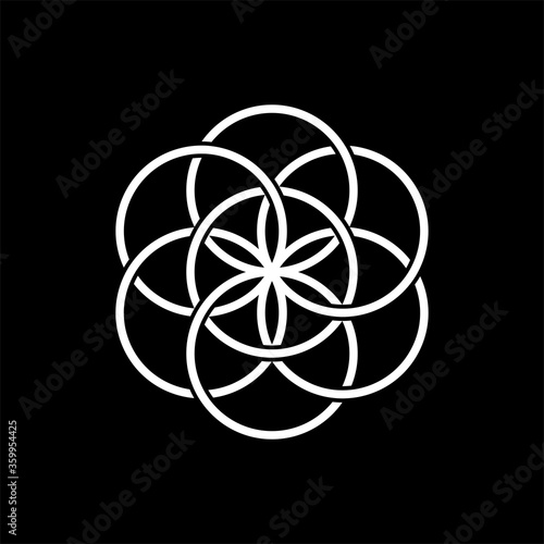 Seed of life, isolated vector symbol of sacred geometry