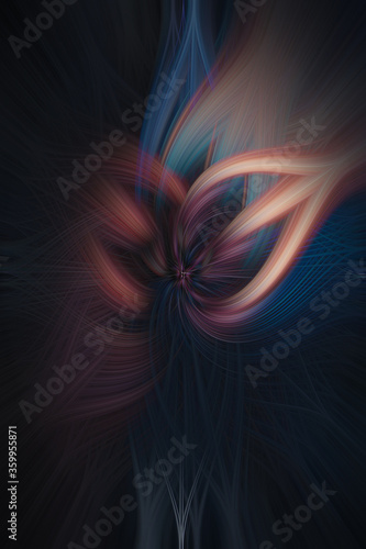 Abstract twirl effect added to a photo to create a background with blue pink orange colors