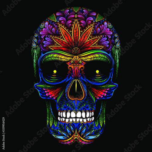 Vector Color Sugar Skull Illustration