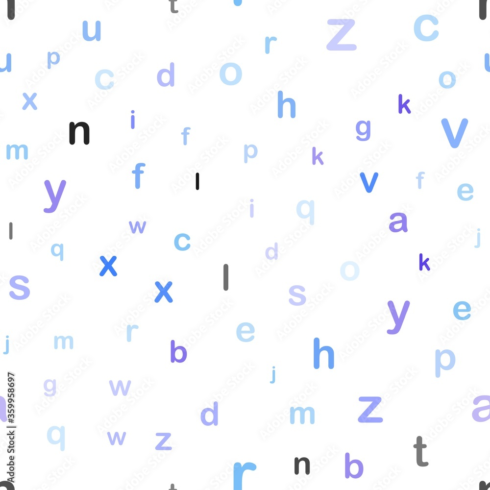 Light Pink, Blue vector seamless backdrop with english symbols. Abstract illustration with colored latin alphabet. Design for textile, fabric, wallpapers. Light Pink, Blue vector seamless backdrop with english symbols. Abstract illustration with colored latin alphabet. Design for textile, fabric, wallpapers.