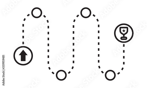 Product roadmap / project navigation roadmapping - line art icon for apps and websites