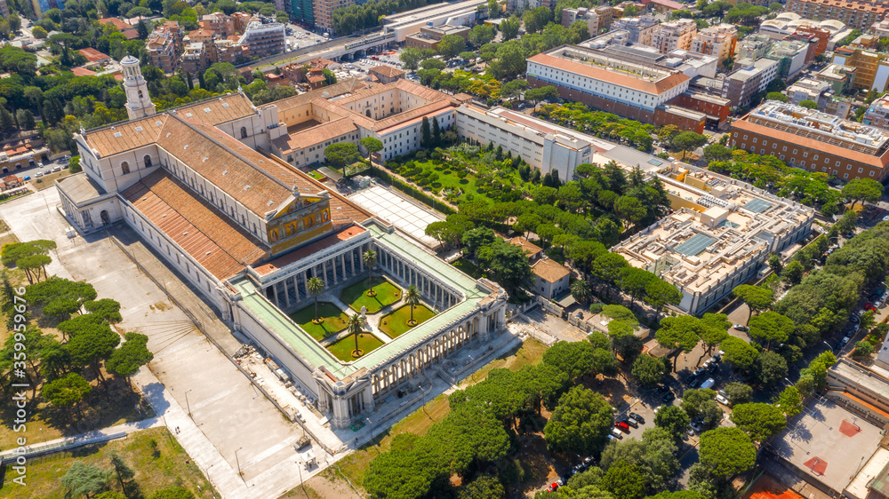 Aerial view of the papal basilica of San Paolo outside the walls in