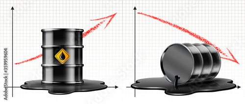 Oil industry crisis or Price Rises Concept. Oil market trend.
