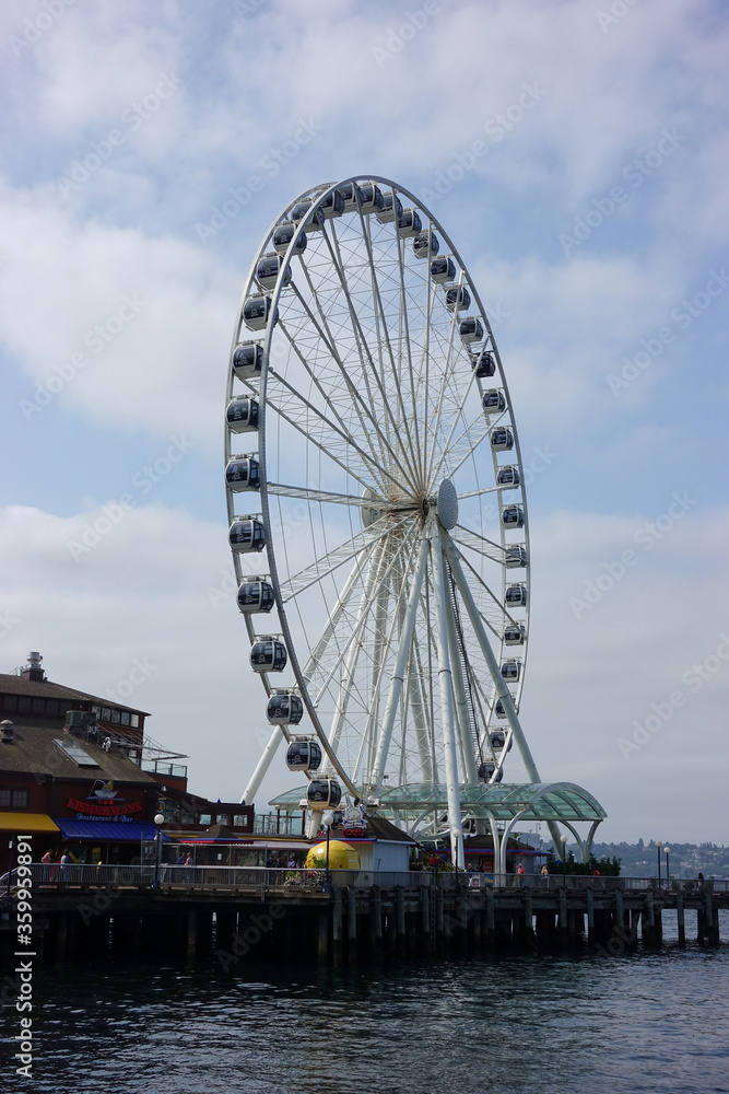 Seattle's Great Wheel Ferris wheel on Washington's Puget Sound