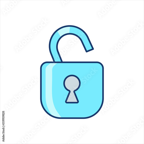 color icon, open lock, keyless